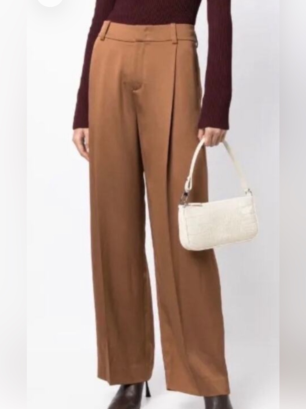 Vince Wide-Leg High-Rise Pants in Camel Brown